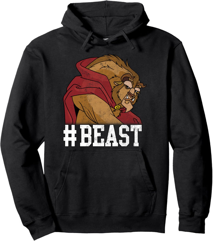 Disney Beauty And The Beast Hasthtag Distressed Portrait Pullover Hoodie