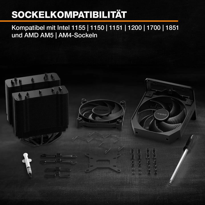 be quiet! Dark Rock Pro 5 Luftkühler, immens hohe Kühlleistung, 7 Hochleistungs-Heatpipes, 2x Silent