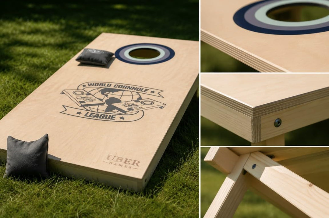 Uber Games - World Cornhole League – 90 x 60 cm Doppelbrett-Set & Tasche (3 x 2 Fuss) Turnierqualitä