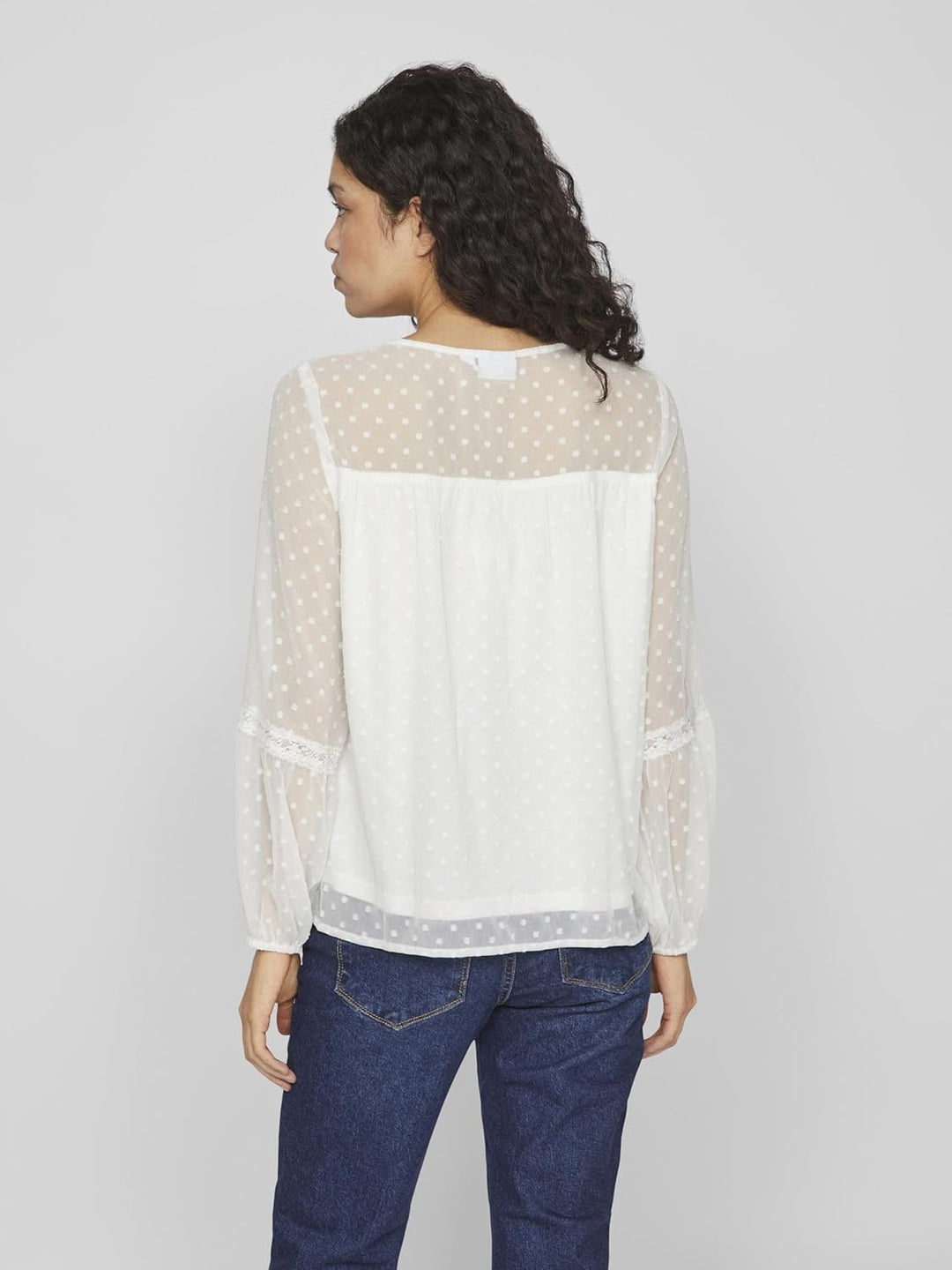 Vila Damen Viedee L/S Top/Su-Noos Bluse 34 Snow White, 34 Snow White