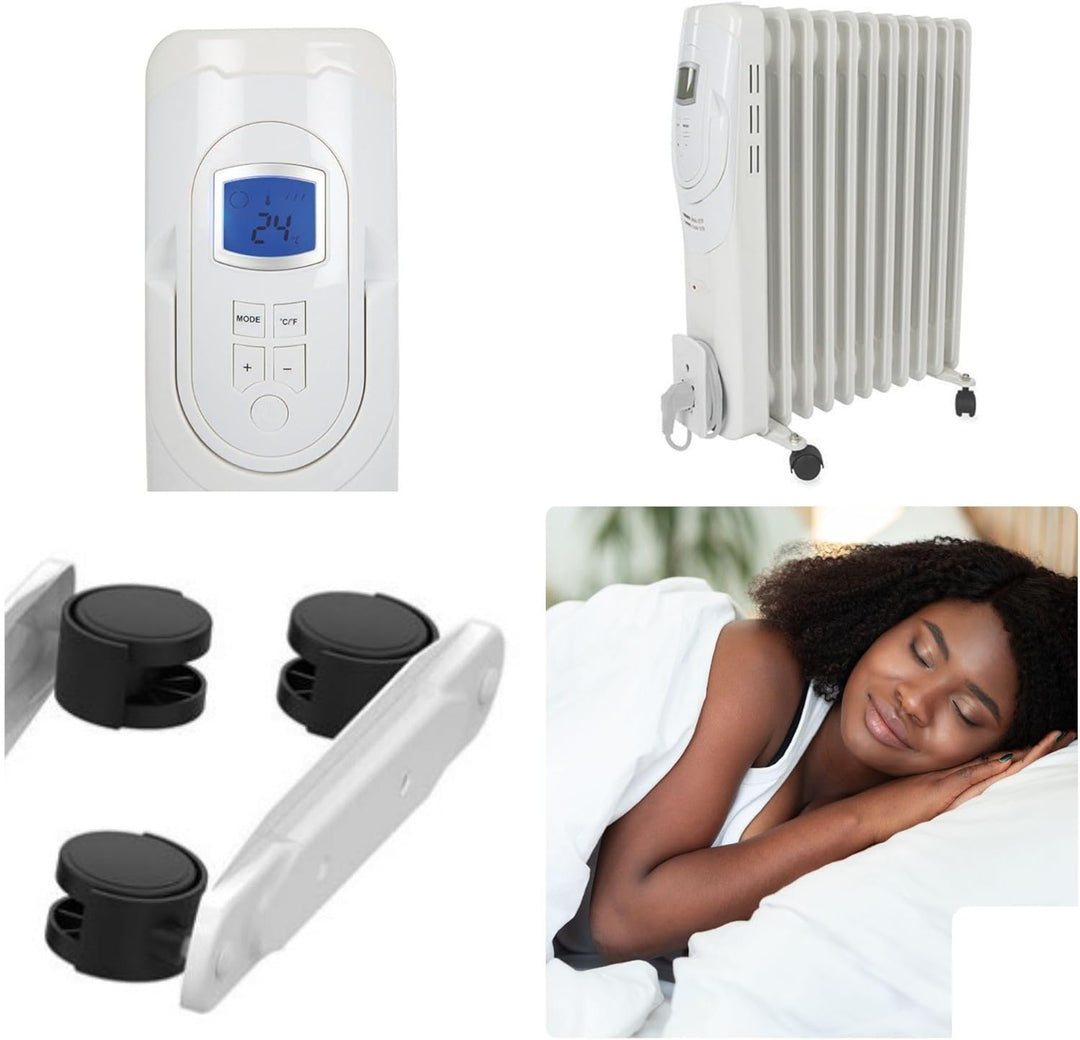Perel 2500W Ölradiator mit 11 Rippen, 3 Heizstufen, LCD-Display, Timer, einstellbarem Thermostat, Gr