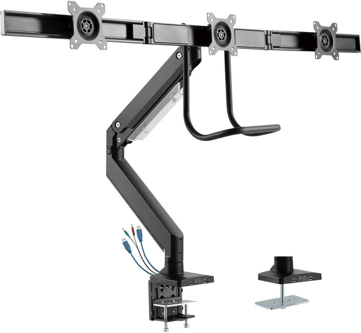 InLine® Tischhalterung mit Lifter und USB 3.0, beweglich, für 3 Monitore bis 69cm (27"), max. 3x6kg
