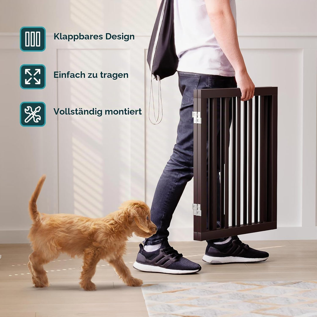 Semiocthome Freistehende Baby- & Haustiergitter aus Bambus, Hunde- und Katzengitter für Türen, Trepp