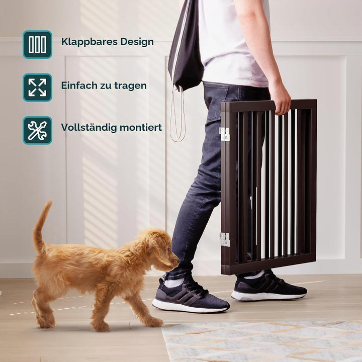 Semiocthome Freistehende Baby- & Haustiergitter aus Bambus, Hunde- und Katzengitter für Türen, Trepp