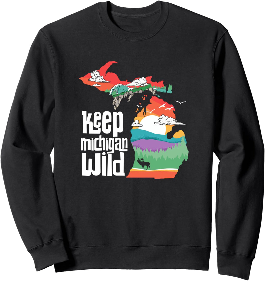 Keep Michigan Wild! Vintage State Pride Nature Graphic Sweatshirt