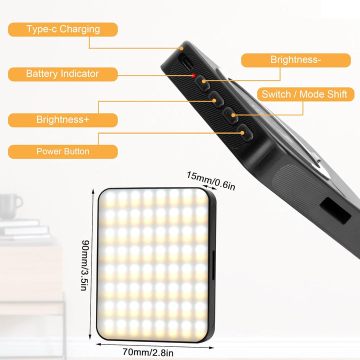 Selfie Licht mit 128 LED Lampenperlen Handylicht 3000-6500K Videolicht 3 Lichtmodi und 10-Stufiges D