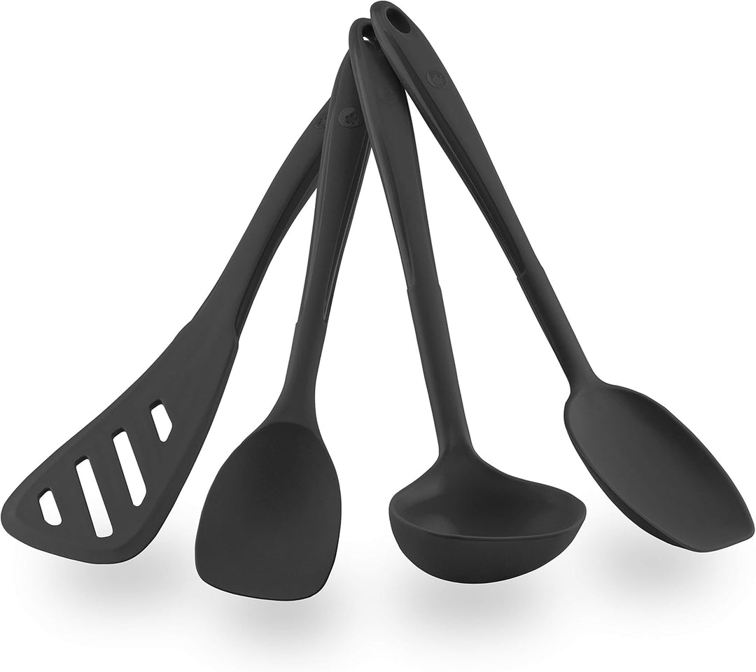 Kochblume Küchenhelfer-Set - Design-Schlitzwender L & Sossenlöffel L & Schöpfkelle L & Flexlöffel L