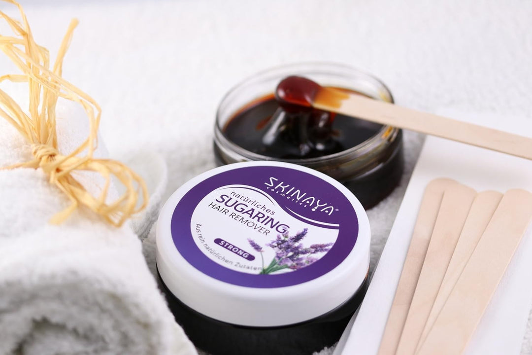 SKINAYA® PREMIUM ZUCKERPASTE SET ZUR HAARENTFERNUNG - 300 Gramm Sugaring Wachs Waxing Set (Lavendel)