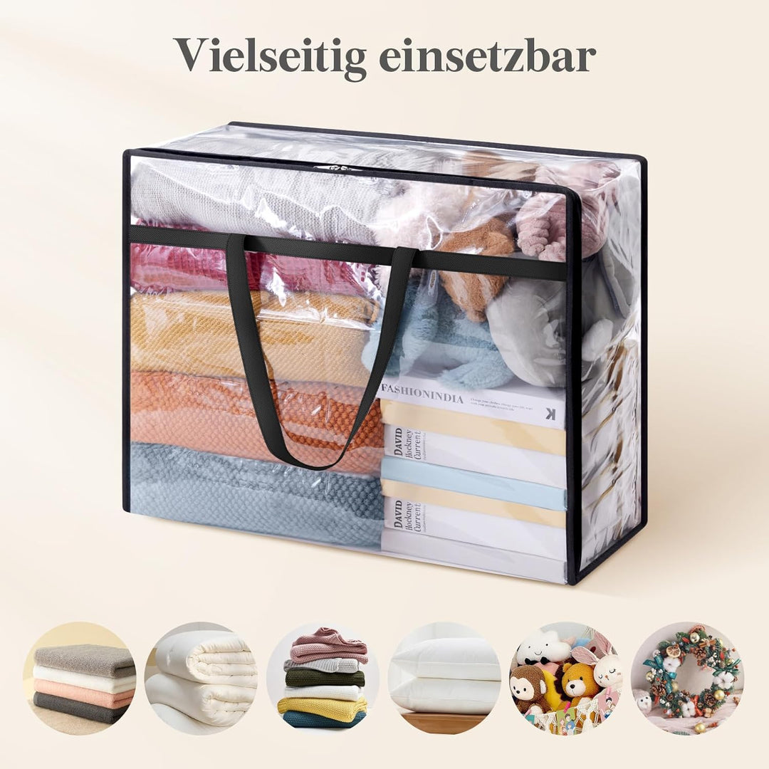 Lifewit Storage 4 Stück Transparente Plastik Aufbewahrungstasche, 95L Kleiderschrank Organizer Aufbe