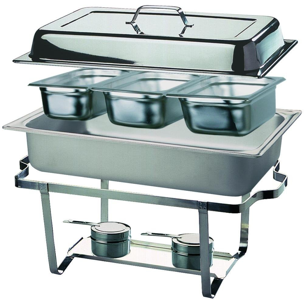 APS 11674 Chafing Dish -TRIO-, 61 x 36cm, H: 29cm Edelstahl, bestehend aus: 1 Gestell mit Deckelhalt