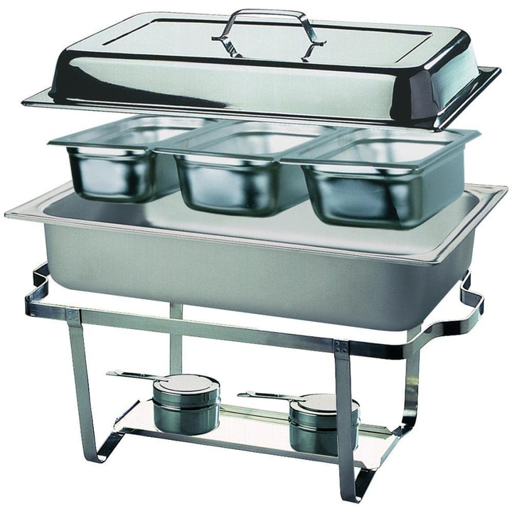 APS 11674 Chafing Dish -TRIO-, 61 x 36cm, H: 29cm Edelstahl, bestehend aus: 1 Gestell mit Deckelhalt