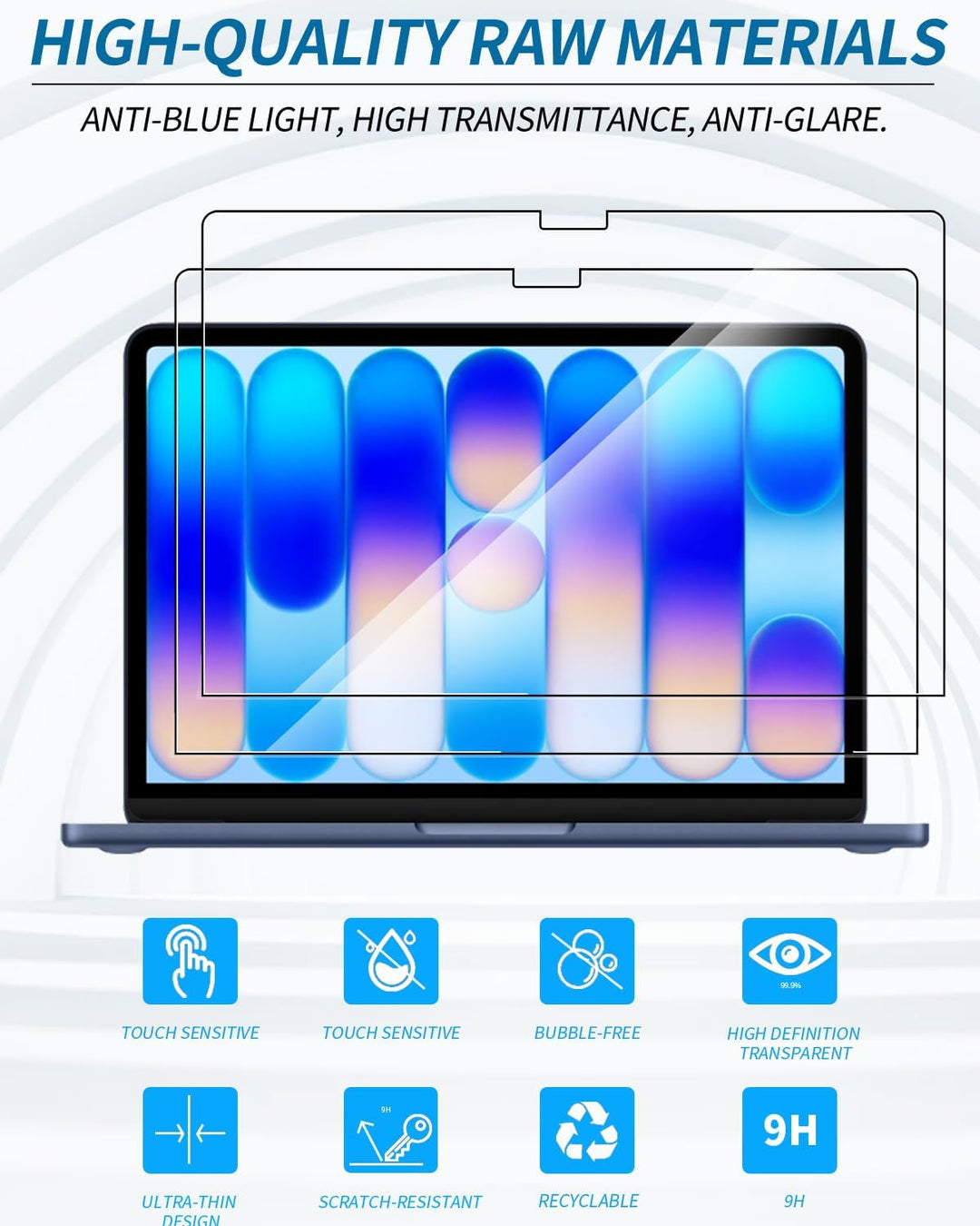2 Stück Schutzfolie für 13" MacBook Neo Laptop, 9H-Gehärtetes Glas Displayschutz kompatibel mit MacB