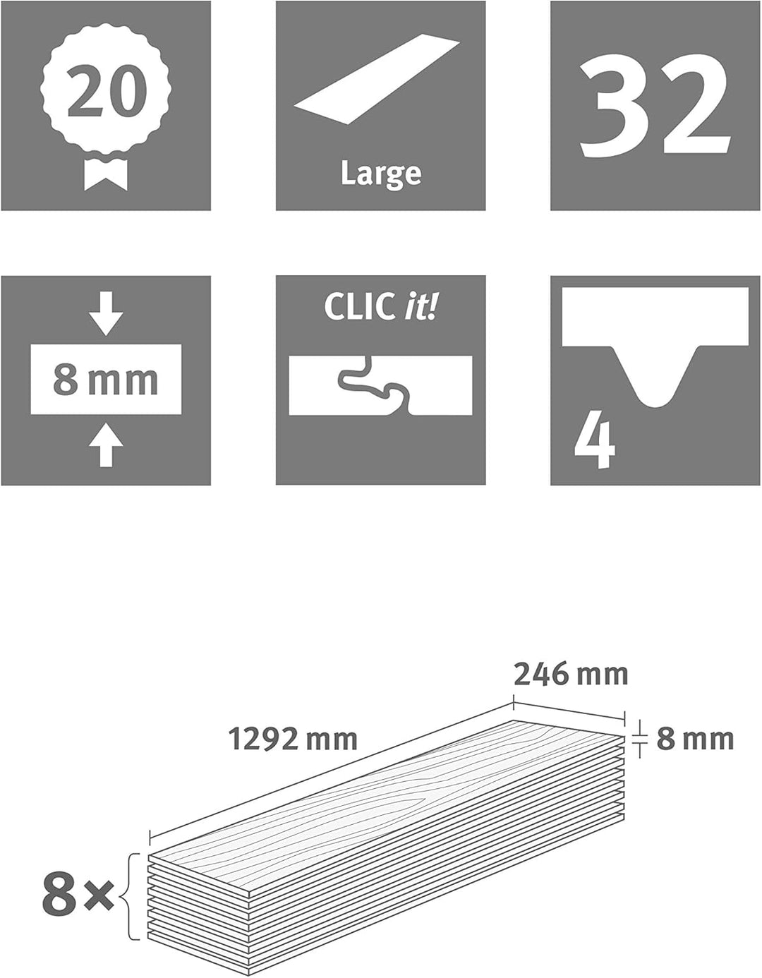 EGGER Creston Eiche Weiss Home Laminatboden EHL105 (8mm, 2,542m²) | authentische Holzoptik | | Einfa