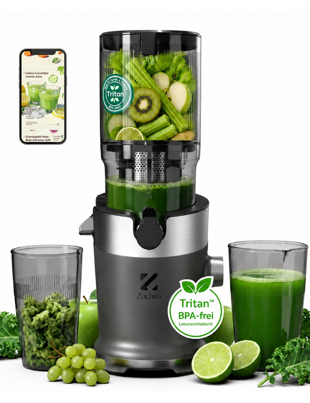 Entsafter, Slow Juicer mit 130mm Breite Fütterungsröhre für Ganze Gemüse und Obst Testsieger, 220W K
