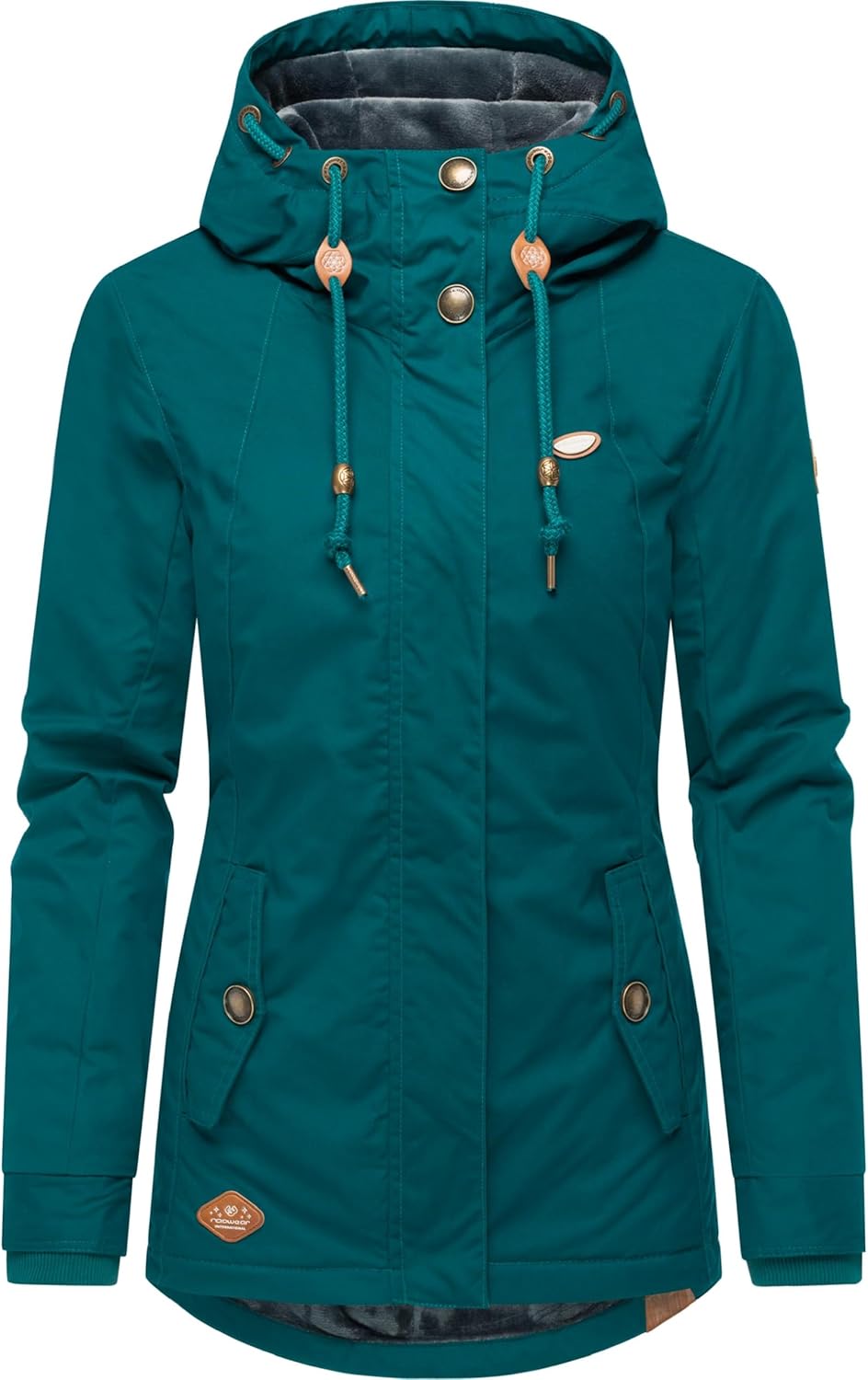 Ragwear Damen warme Winterjacke kurz mit Kapuze Monade XS-6XL XL Dark Green22, XL Dark Green22
