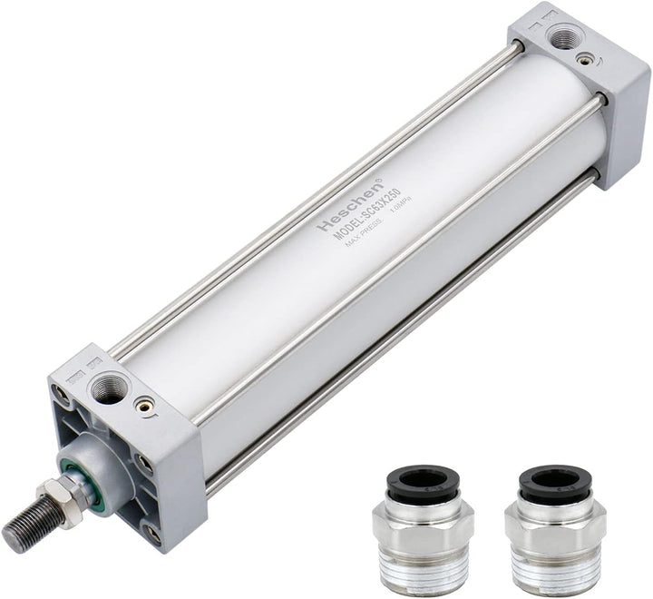 Heschen Pneumatischer Standard-Luftdruckzylinder, SC 63-250, PT3/8" Anschluss, 63mm Bohrung, 250mm H