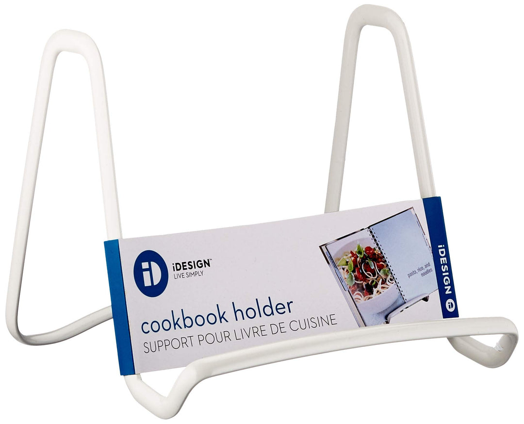 iDesign Metall-Buchständer, Kochbuchhalter, Dekoteller- und Fotohalter, Platzsparend, Weiss, weiss