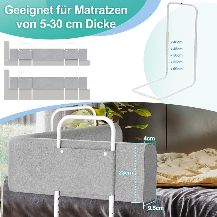 Bettgitter Bettschutzgitter 150 cm, Rausfallschutz für Kinderbett und Familienbett, 5-Fach höhenvers