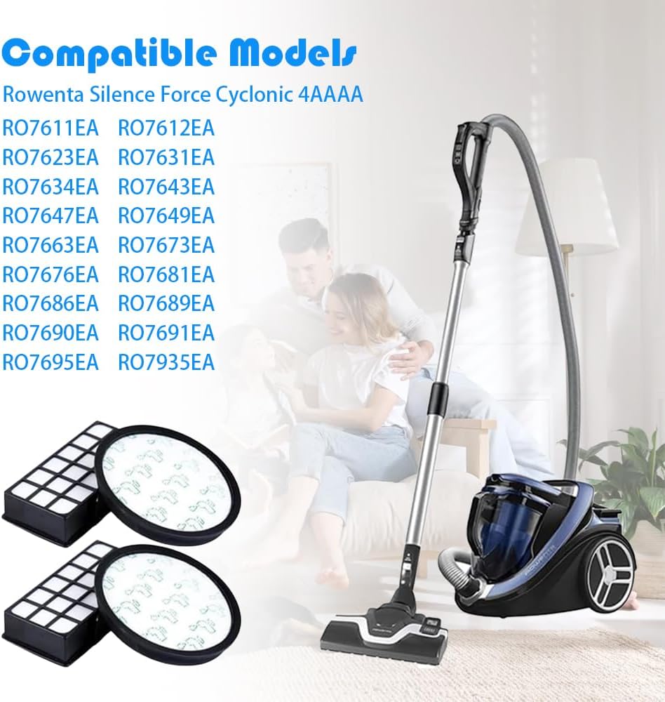 2 Sätze RO7681 Filter für Rowenta Silence Force Cyclonic Staubsauger 4AAAA Modelle,RO7612EA RO7643EA