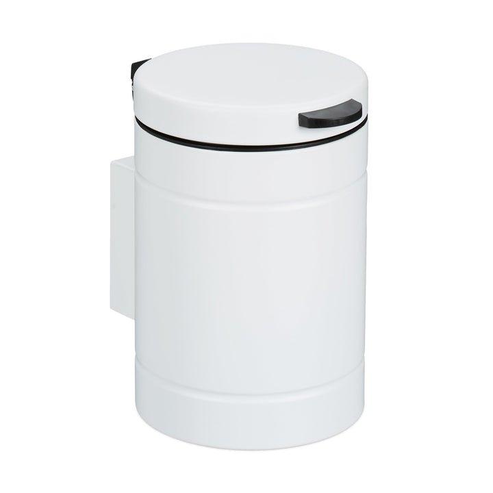 Relaxdays Kosmetikeimer Wandmontage, 3 Liter, Absenkautomatik, Inneneimer, Metall, runder Badezimmer