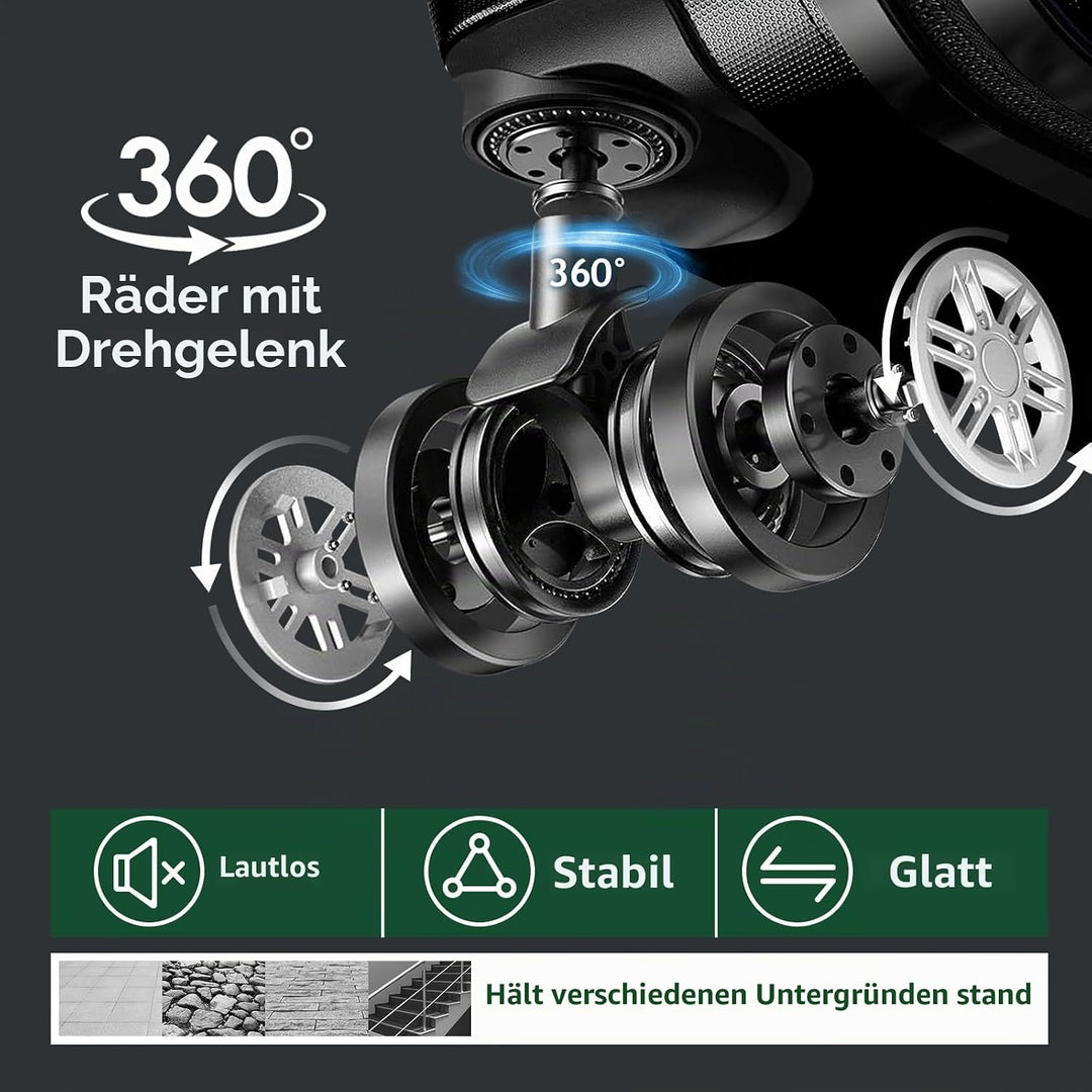 LEADZM 3er Kofferset Rollkoffer Hartschalen Reisekoffer Trolley Set Handgepäck 4 Rollen (Schwarz)