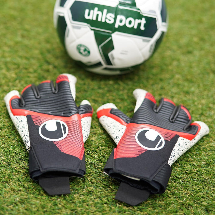 uhlsport Unisex Jugend Powerline Supergrip+ Hn Fussball Torwarthandschuhe 10 schwarz/rot/weiss, 10 s