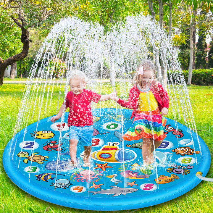 Sommer Sprinkler Wasserspielmatte 170 cm, Grosses Runden Aufblasbar Splash Spielmatte, Outdoor Somme
