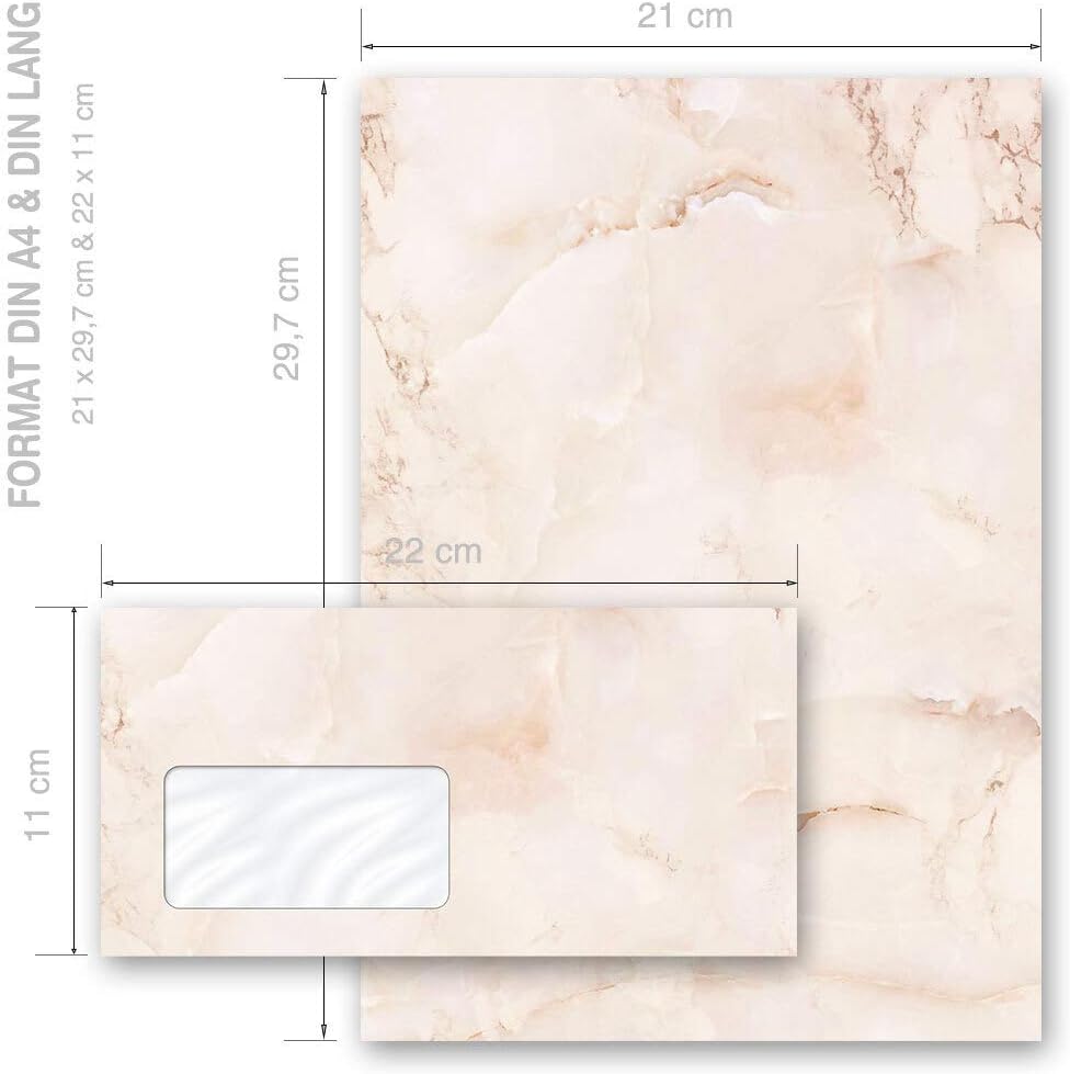 Briefpapier Sets Marmor & Struktur, MARMOR TERRACOTTA 100 Blatt Briefpapier + 100 passende Briefumsc