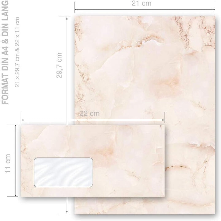 Briefpapier Sets Marmor & Struktur, MARMOR TERRACOTTA 100 Blatt Briefpapier + 100 passende Briefumsc