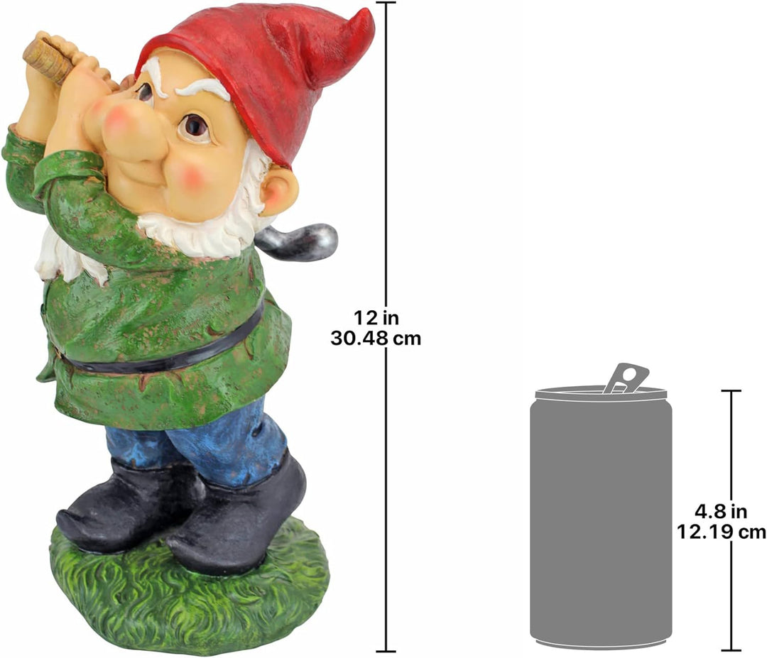 Design Toscano Bigey Burt Lustige Golfgartenstatue Zwerg, Polyresin, vollfarbe, 30 cm Bogey Burt, Bo