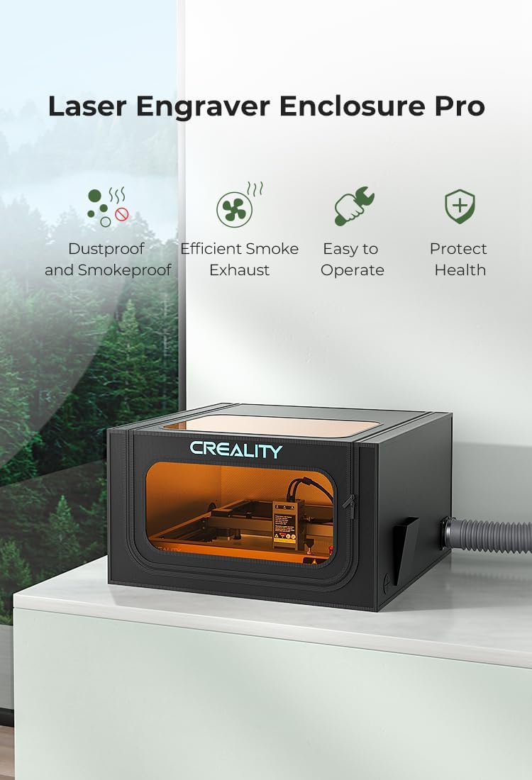 Creality Lasergravierer Gehäuse V2.0 mit Entlüftung, Laser Cutter Schutzhülle mit Ventilator und Roh