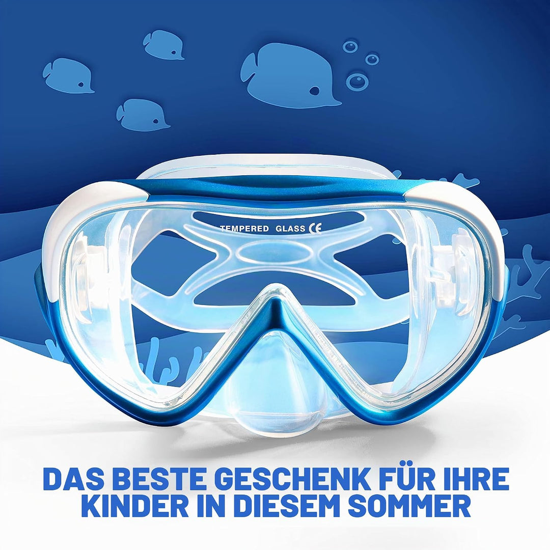 Schnorchelset Kinder, Taucherbrille Kinder Anti-Fog und Trocken Schnorchel - Anti-Leck Tauchmaske Dr