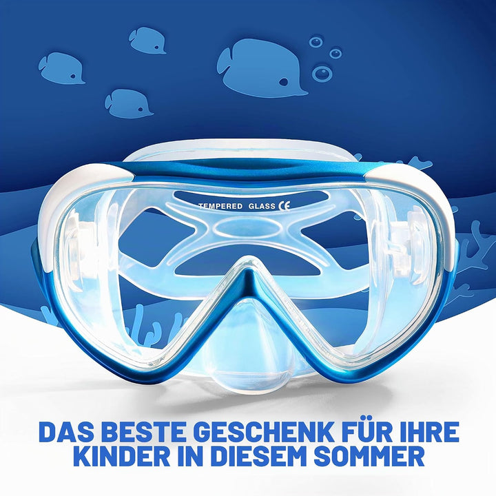 Schnorchelset Kinder, Taucherbrille Kinder Anti-Fog und Trocken Schnorchel - Anti-Leck Tauchmaske Dr