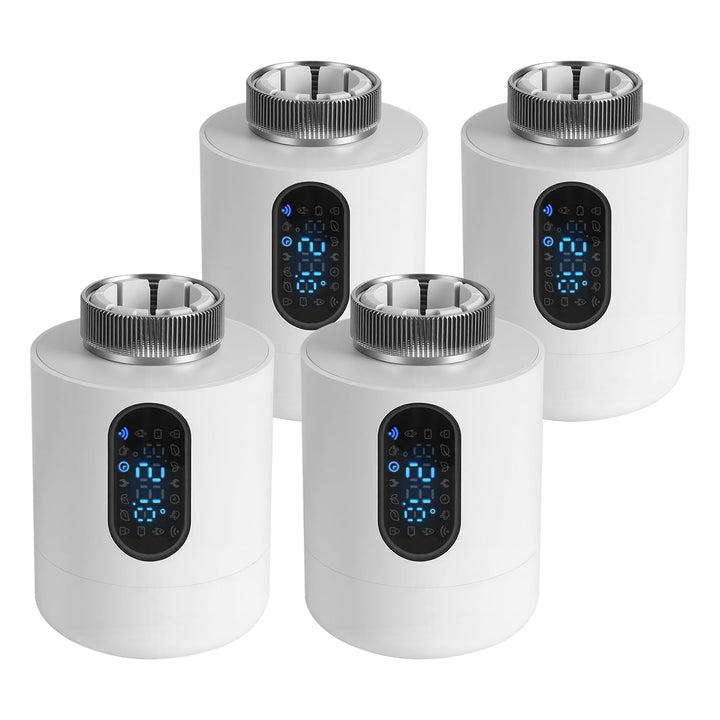 Heizkörperthermostat, per App, Wochenprogramm, Weiss, 4 Stück Weiss 4 Stück, Weiss 4 Stück
