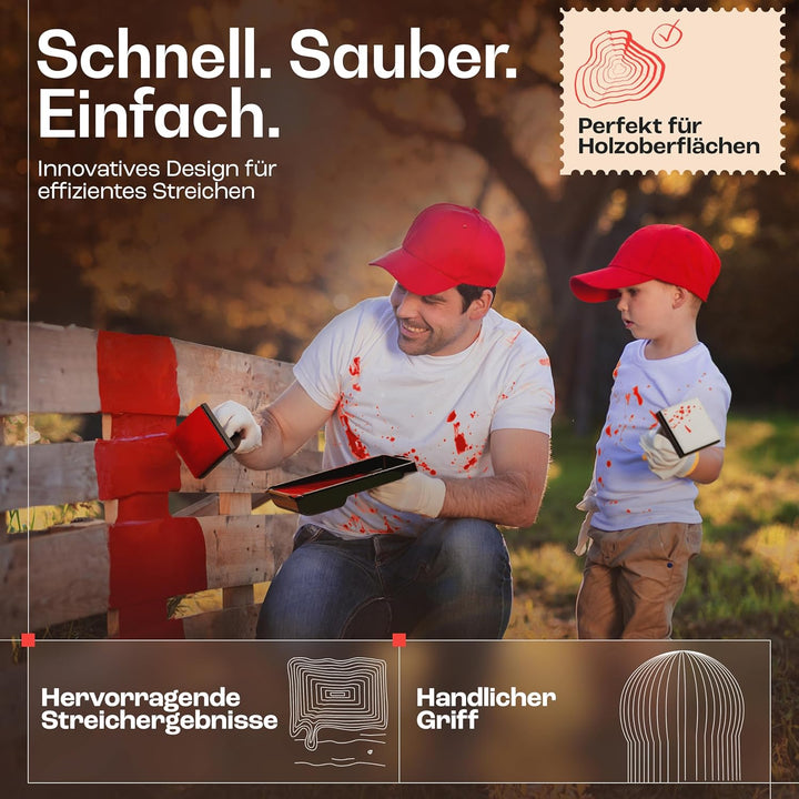 W4 Flächenstreicher für Holz - 3er Streichset Holz - ideale Pinsel Alternative - Streichwerkzeug für