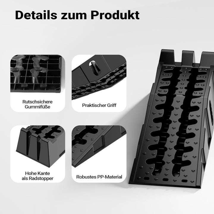 XPOtool Auffahrrampe 2er Set Schwerlast Autorampen bis 5 Tonnen aus Kunststoff für PKW und Fahrzeuge