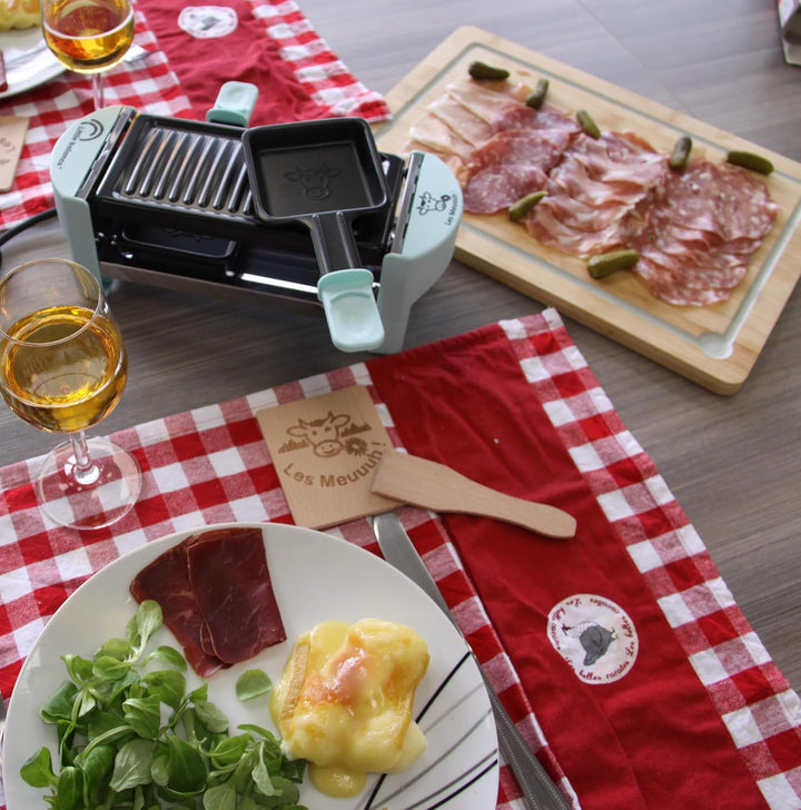 LITTLE BALANCE 8617 Raclette 2 Meuuh…!, Raclette 1/2 Personen, abnehmbarer Grill, 2 Spatel + 2 Brett