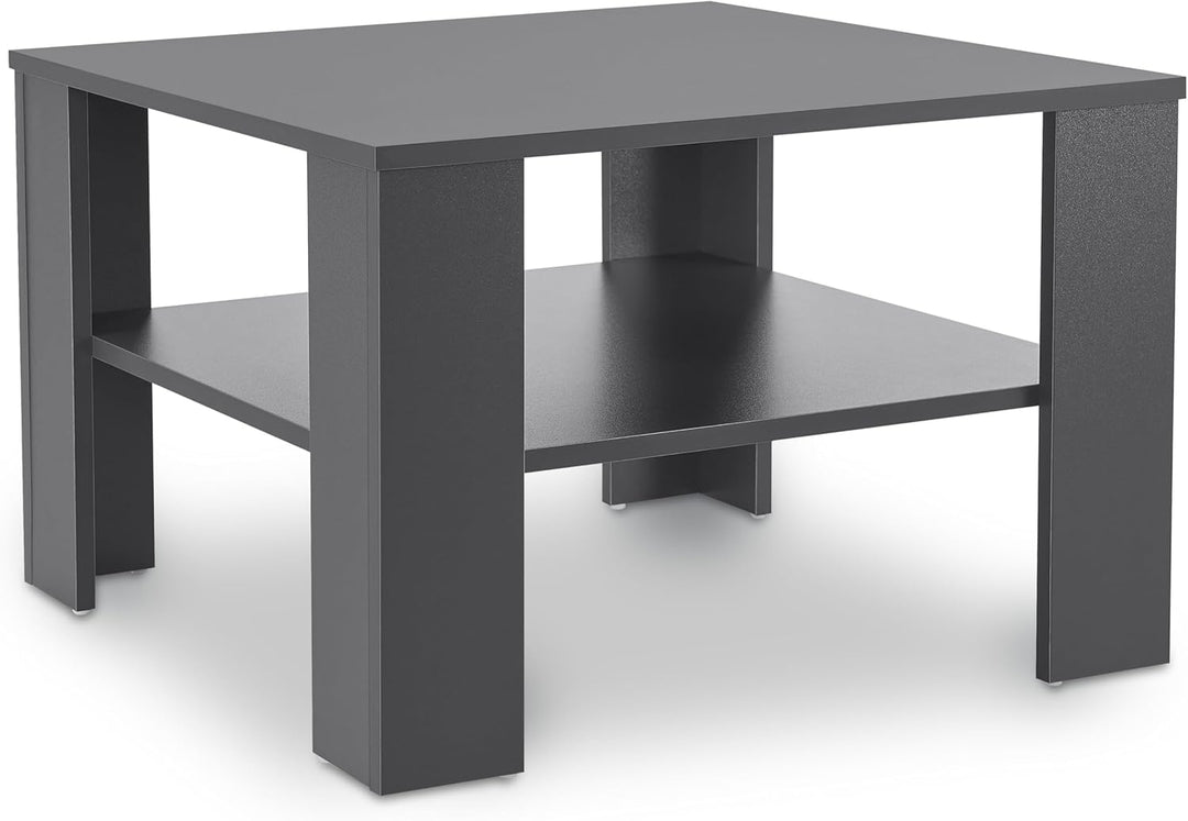 Juskys Couchtisch mit Ablage 60x60x40 cm - Holz, pflegeleicht, robust - Moderner Beistelltisch für Z