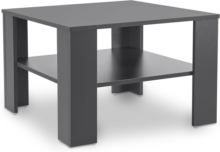 Juskys Couchtisch mit Ablage 60x60x40 cm - Holz, pflegeleicht, robust - Moderner Beistelltisch für Z