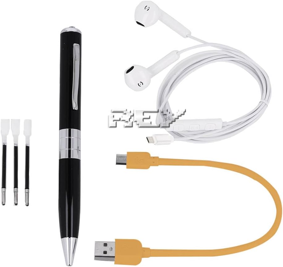 REY Versteckter Audio-Spionage-Stift-Rekorder, bis zu 32 GB, einschliesslich Micro-USB-Kabel, Handbu