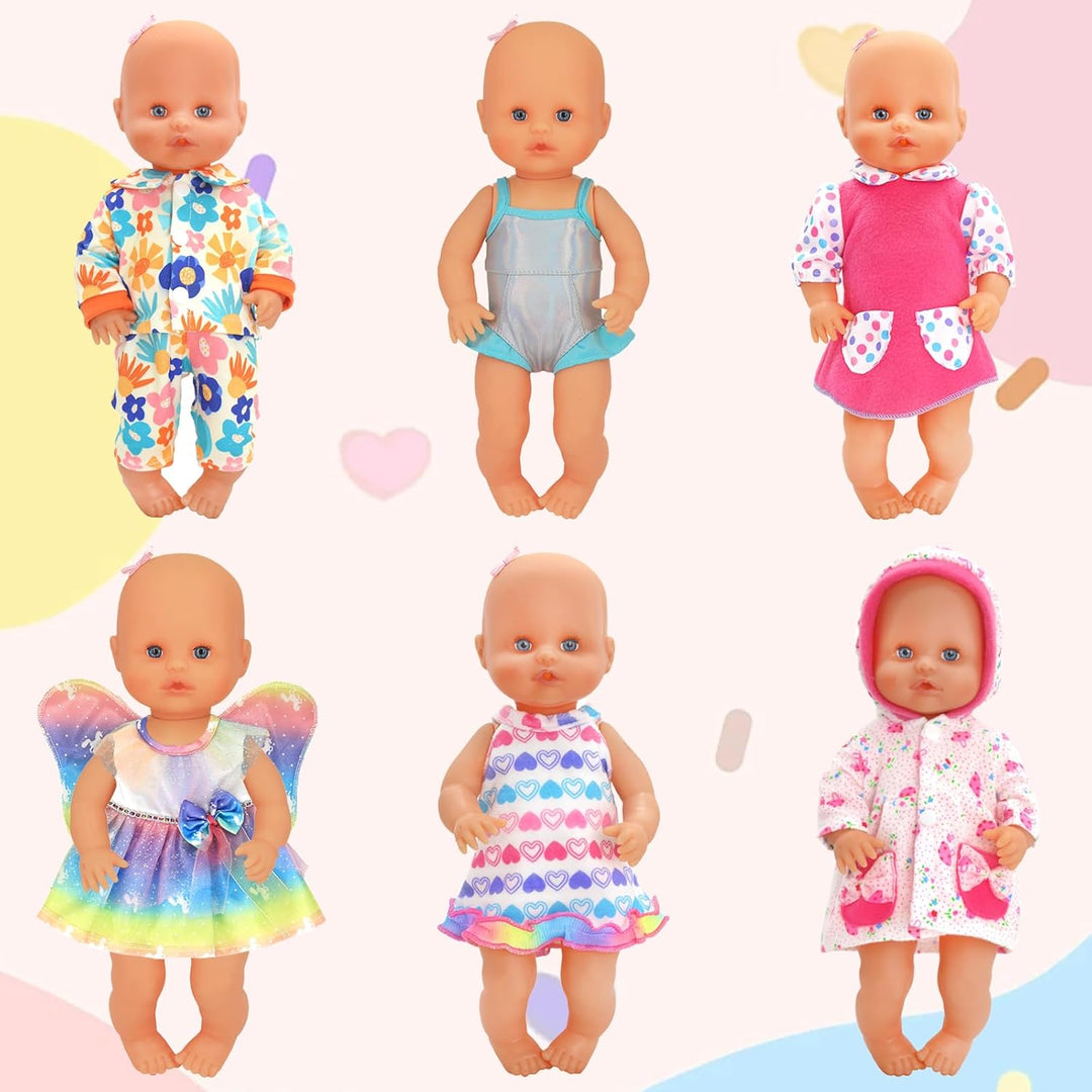 6 Sets Puppenkleidung, 30-35cm Puppenkleider Babypuppe Spielzeit Outfits mit 6 Aufhänger, 12-14 Zoll