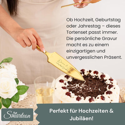 Tortenheber inkl. Tortenmesser im Set mit persönlicher Gravur als Geschenk zur Hochzeit, Jahrestag,