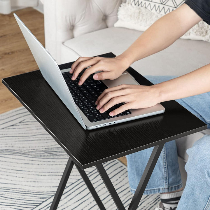 HOOBRO Beistelltisch, Klappbar Tablett Tisch, Sofatisch, TV Tray im Industriestil, Einfach Montierba