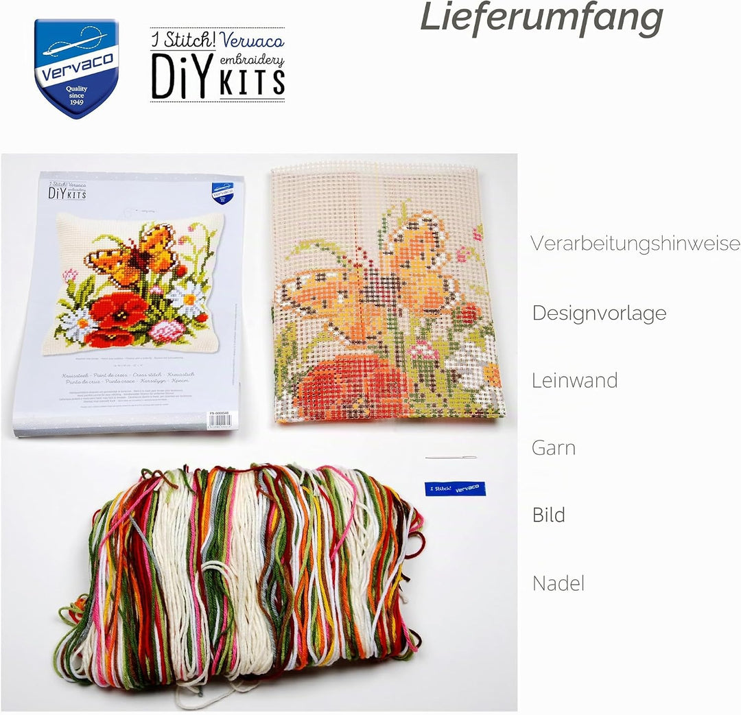 Vervaco Kreuzstichkissen/Stickkissen inklusive Material, Beige