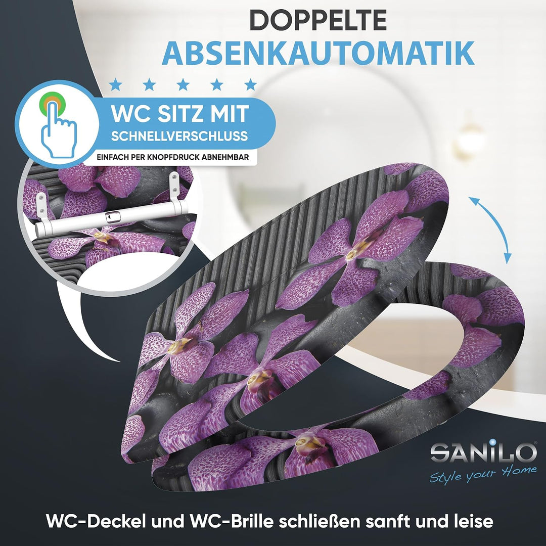 WC Sitz mit Absenkautomatik, hochwertige Oberfläche, einfache Montage, stabile Scharniere, Vanda