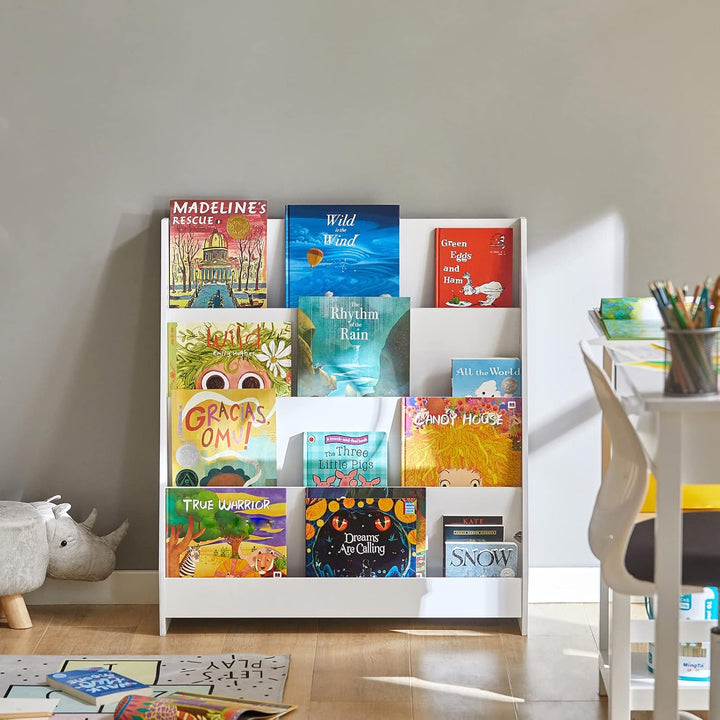 SoBuy Bücherregal Kinder Montessori Kinderregal mit 4 Ablagefächern Regal Kinderzimmer Spielzeug Auf