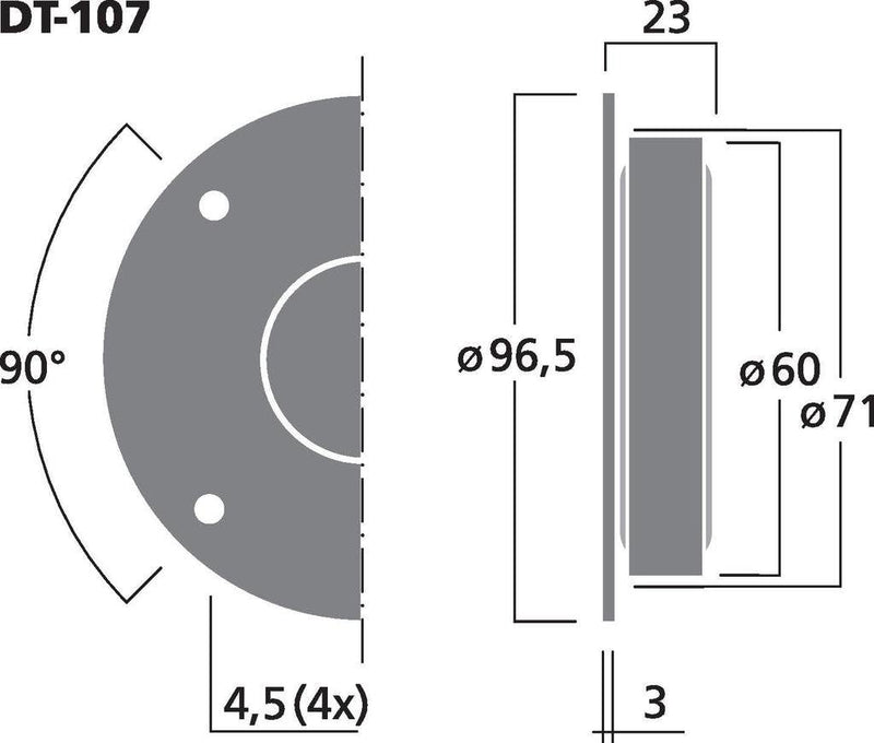 MONACOR DT-107 Hi-Fi-Kalottenhochtöner, runder Hochton-Lautsprecher für den Selbstbau, leistungsstar