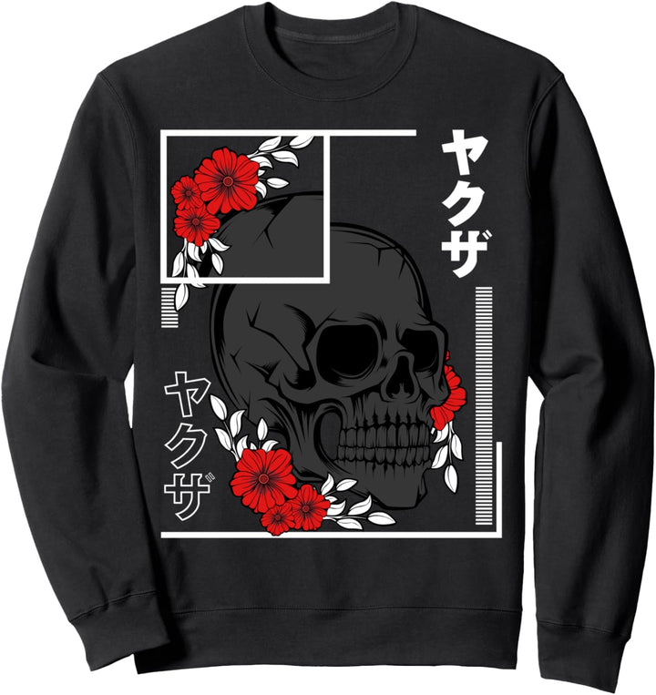 Totenkopf Rose Japanische Kunst Kanji Retro Vintage Japan Sweatshirt