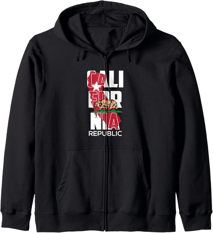 California Funny Republic Vintage USA Flag Bear Retro Fan Kapuzenjacke