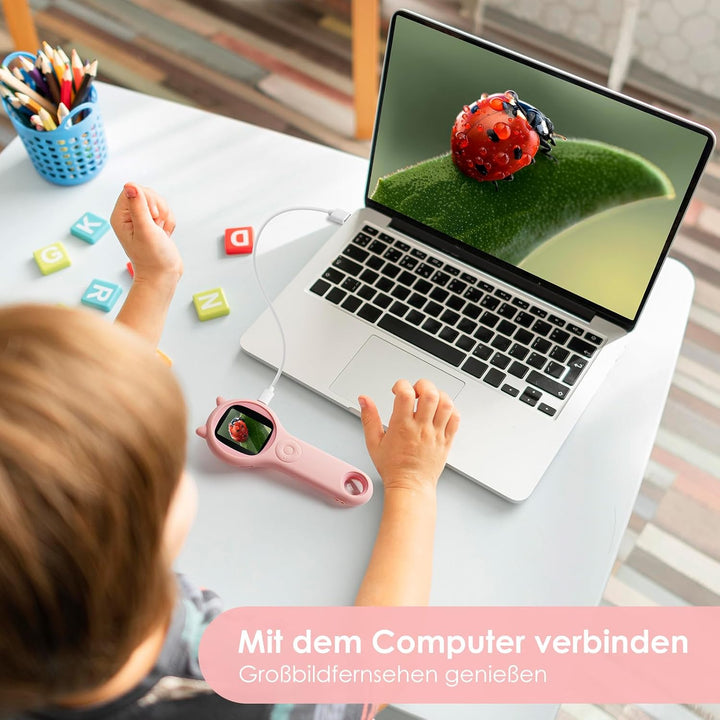 BOSONER Handy Mikroskop für Kinder Handheld Microscope, 2,0" IPS-Bildschirm 500X Digitales Mikroskop
